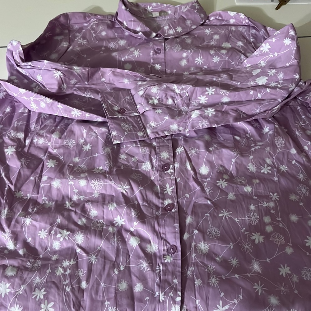 Purple floral button up blouse